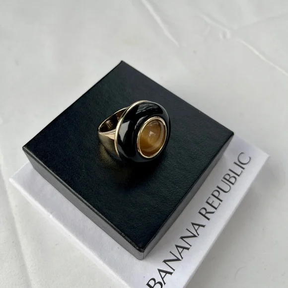 Banana Republic Tiger’s Eye Cocktail Ring, size 6 - Picture 6 of 10